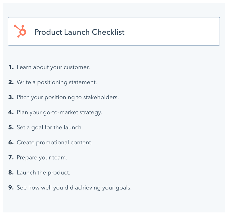 Product Launch check list 